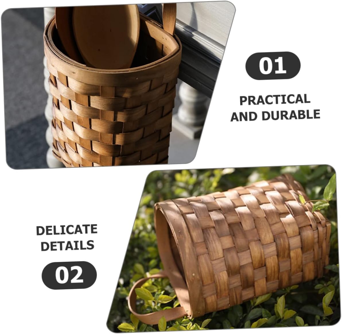 Zerodeko 3pcs Hanging Wall Basket for Fruits and Vegetables Vintage Woven Storage for Kitchen Home and Garden Decor Rustic Wall Hanging Flower and Herb Organizer Versatile Functionality