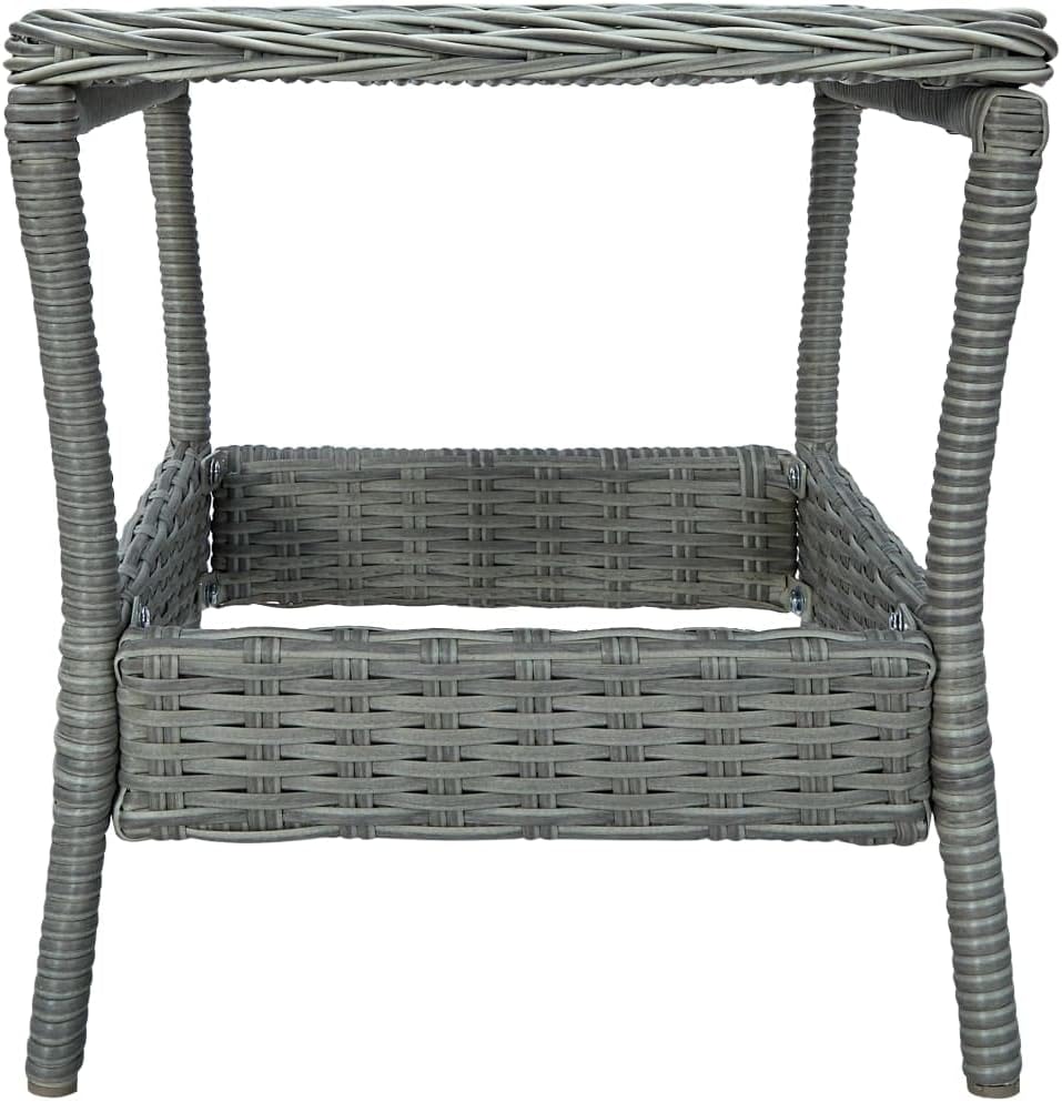 vidaXL Patio Table, Patio End Table with Storage, Coffee Table, Garden Furniture for Front Porch Deck Lawn Backyard Balcony, Modern, PE Rattan Gray