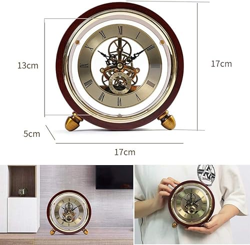 Miniatura 3 de Reloj de mesa silencioso vintage, reloj de mesa retro, reloj de mesa redondo, funciona con pilas, movimiento de perspectiva, reloj de mesa para