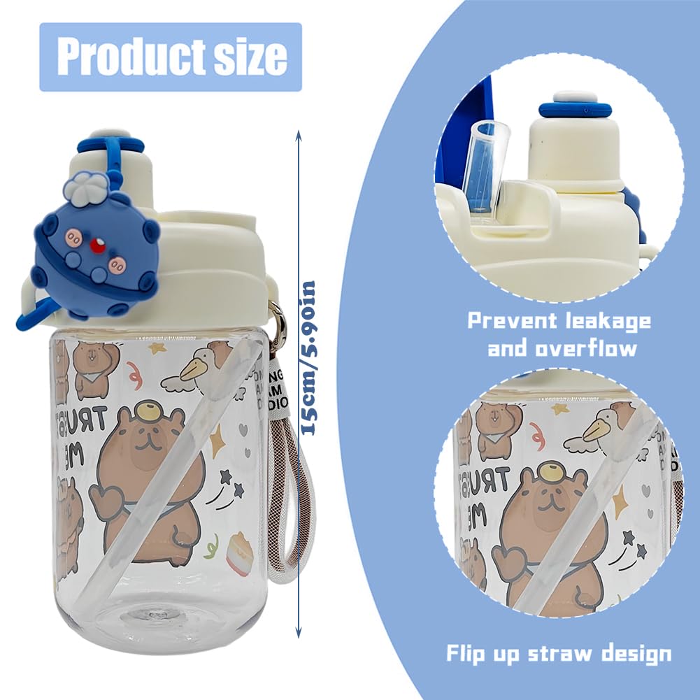 Gourde Capybara 500ml Pour Enfants – 50 Autocollants Inclus, ABS Sans BPA, Cadeau Créatif