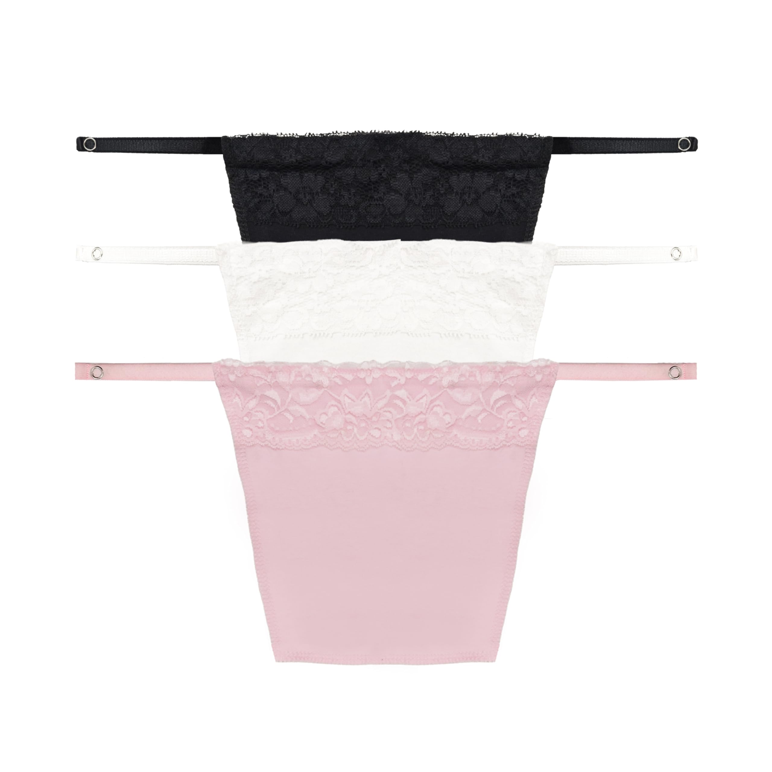 GLAMORAS Cotton Clip On Camisole for Women Mock Lace | Deep Neck Cleavage Cover Up Inner Cami Secret Slip for Women | Free Size - Set of 3