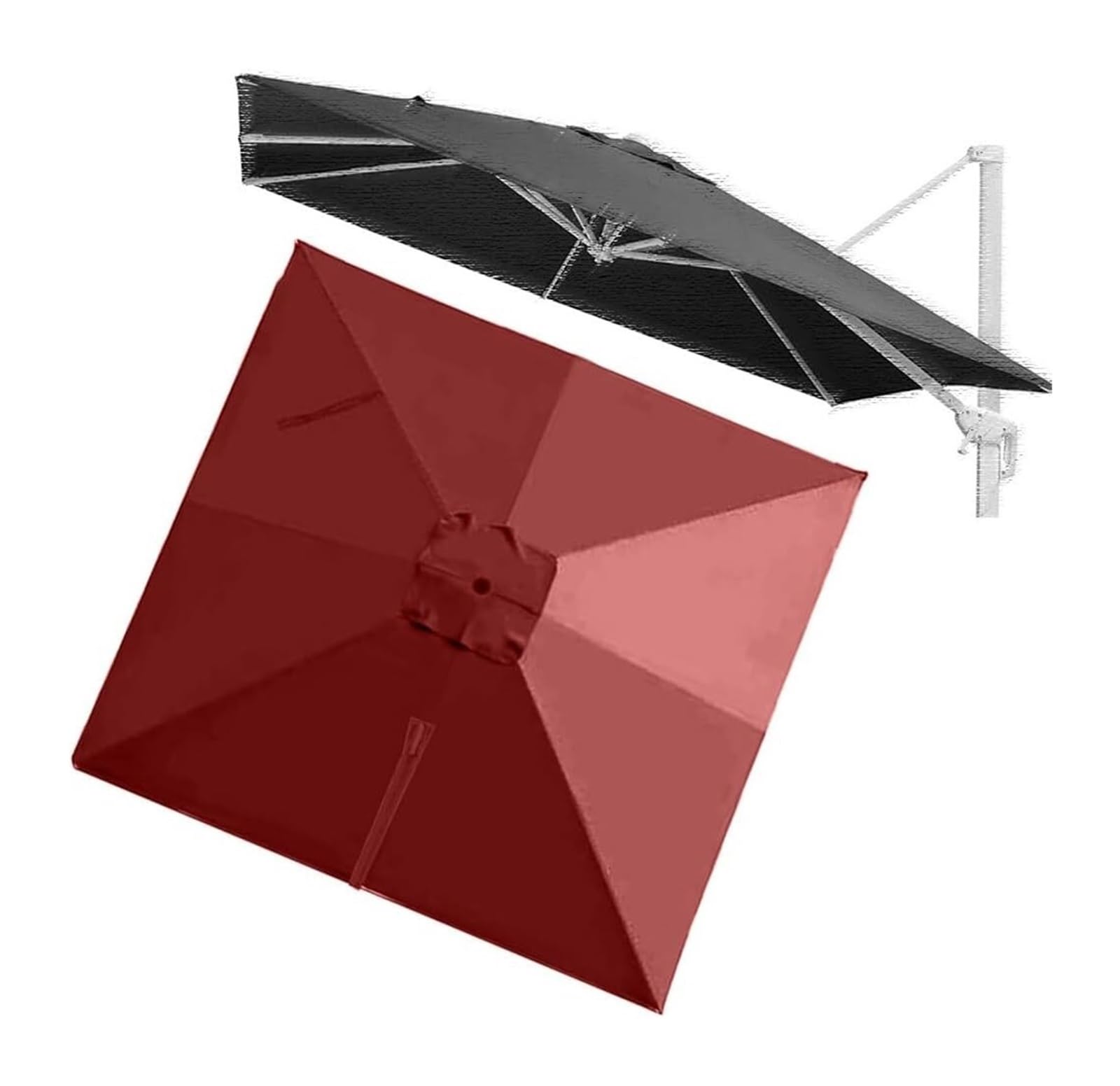 Fjqfhh Burgundy Garden Parasol, Patio Umbrella Replacement Canopy Polyester Waterproof(,3X300cm (9.8X9.8ft))