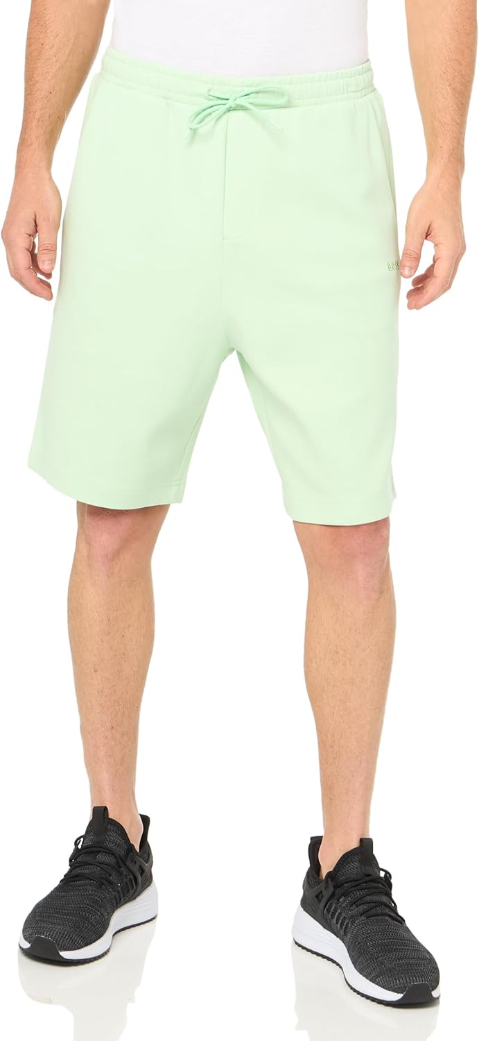 BOSS Men's Structured Jersey Drawstring Waist Shorts Size X-Large Pastal Green