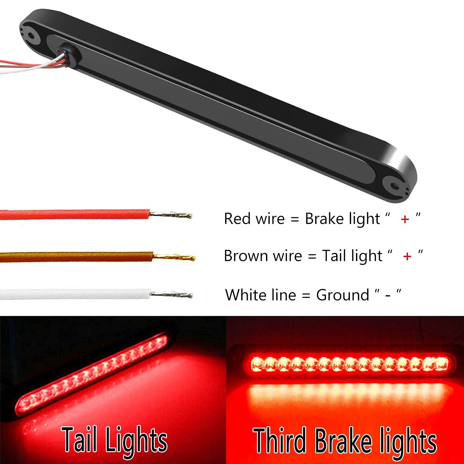Lanko 2PZ 10 Pollici 15 LED Luce per Rimorchio LED Stop Turn Posteriore Terza Barra del Freno Striscia per Camion per Barche Pesanti Rosso