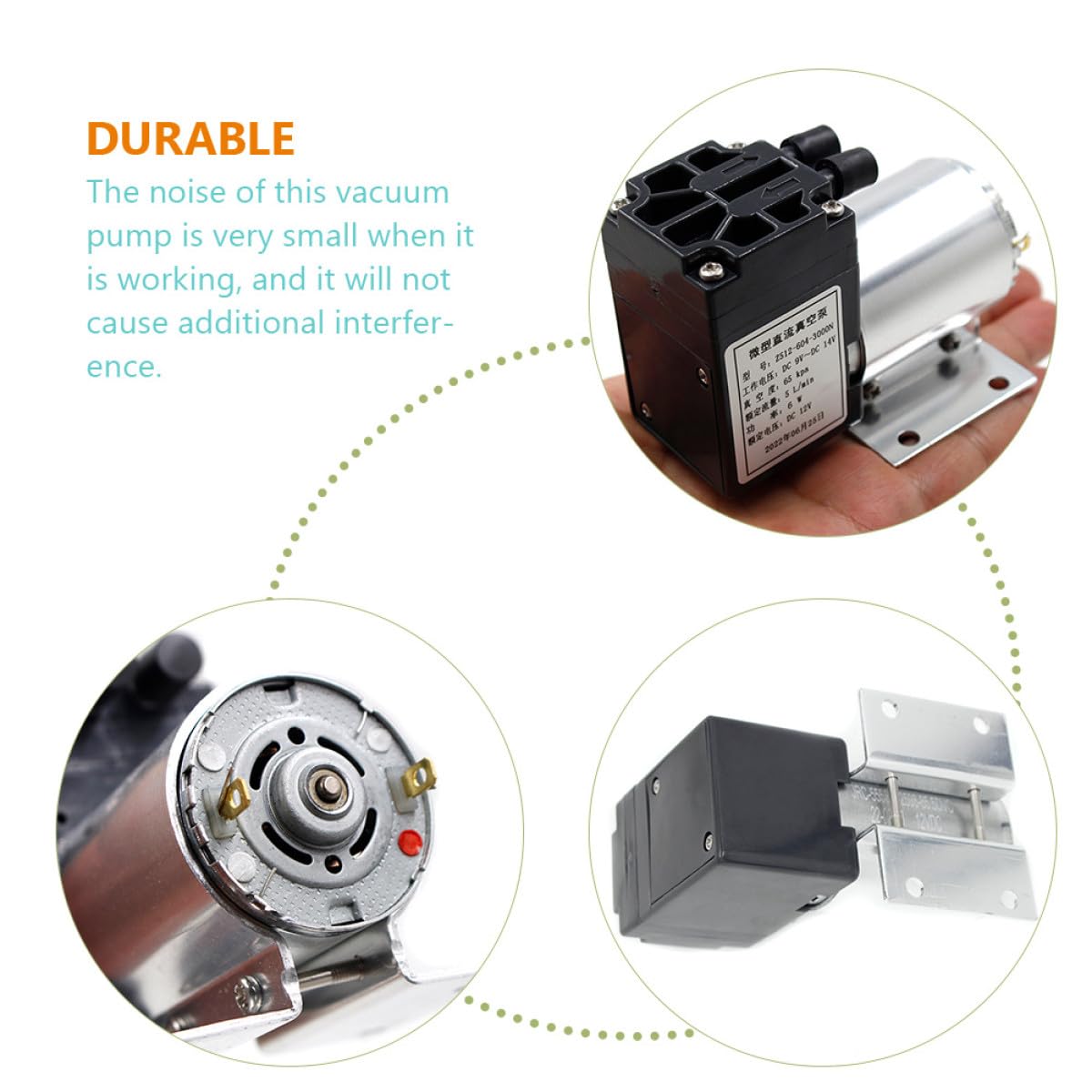 Elektrische Vakuumpumpe 12 V mit 5 L/min, 65 Kpa