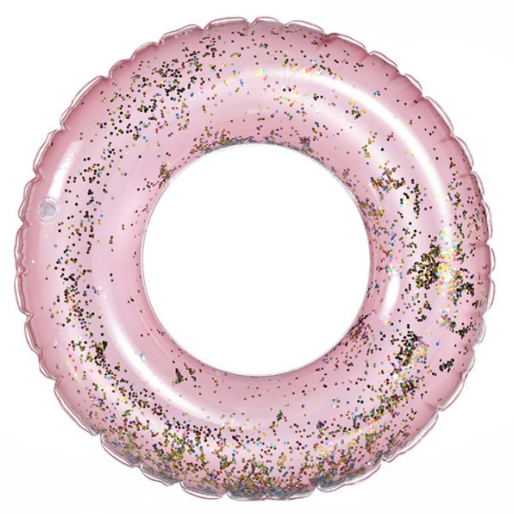 EYWILYWI Inflatable Swimming Ring Pool Rubber Rings for Kids,Sequins Swimming Ring,Rubber Ring for Swimming,Durable Inflatable Pool Floats for 4-9 Kids and Water Sports. (pink)