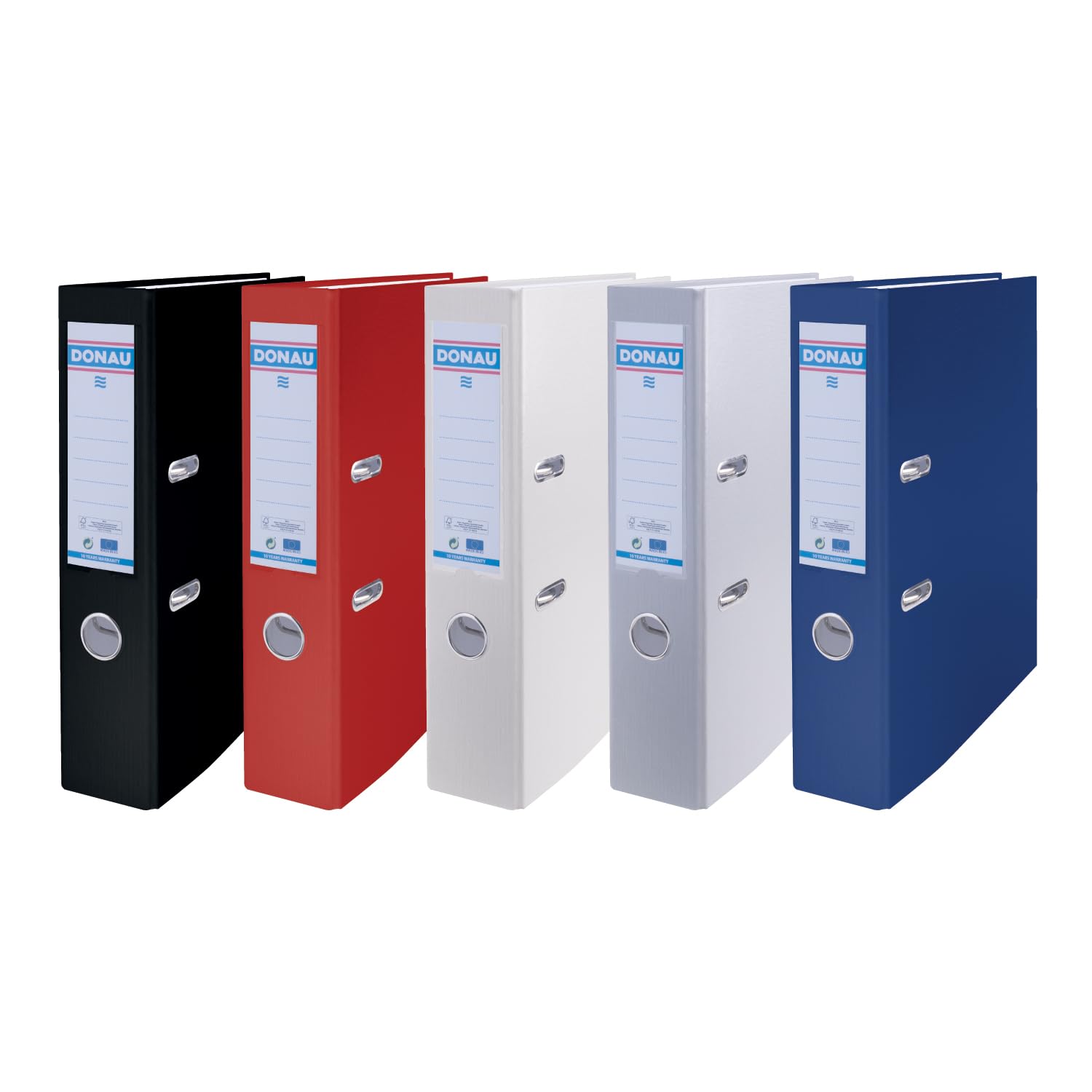 DONAU Master Binder Lever Arch segregator na dokumenty FSC Slim opakowanie 10 sztuk/DIN A4 / 7,5 cm / 10 sztuk/czarna plastikowa okładka PP/teczka z teczki papierowej segregator biurowy