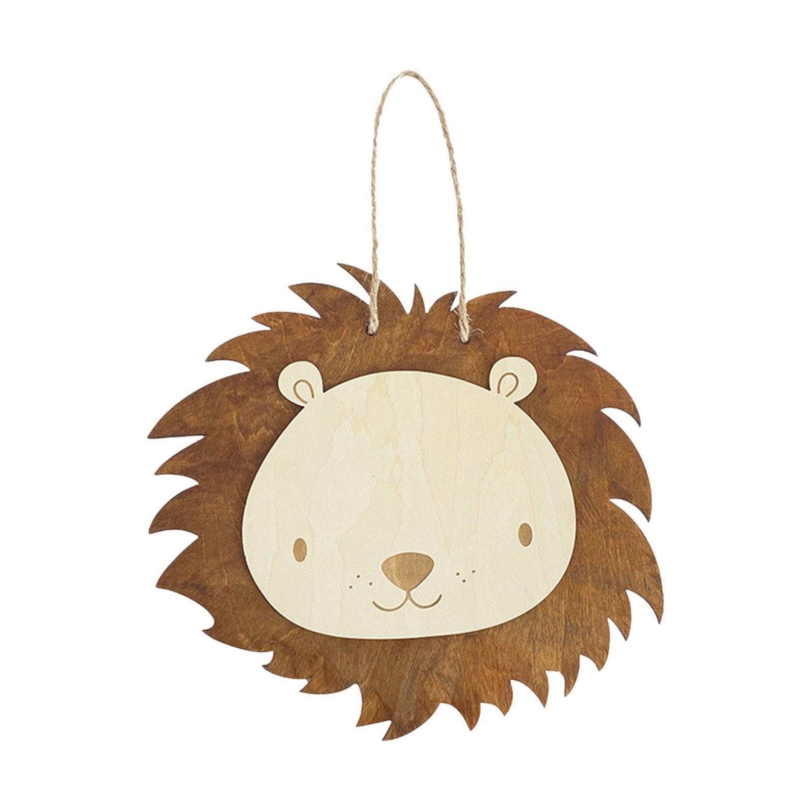 POXZSFX Playful Wooden Cartoon Lion Wall Art Sculpture Colorful Hanging Ornament Easy To Install For Any Space Ornament Handcrafted HalloweenDecoration