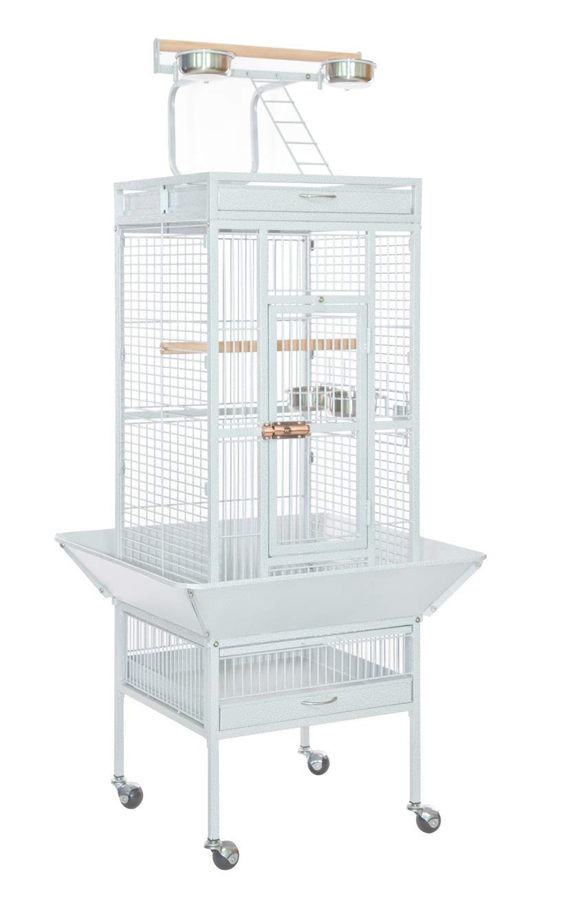 BPS Jaula Grande para Loro Pájaro Pajarera Periquito Canarios con Parque de Juegos Saltado Comedero Color Blanco/Negro 62 * 62 * 156 cm BPS-1300 (Blanco)