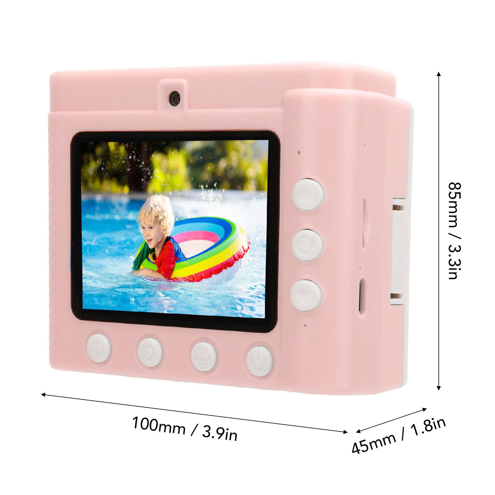 Drukarka do Aparatu dla Dzieci, Podwójny Obiektyw 8x Cyfrowy Zoom, Ekran 2,8 Cala, Autofokus, Druk, 3 Bułki, ładowne, Chłopcy i Dziewczęta (PINK)