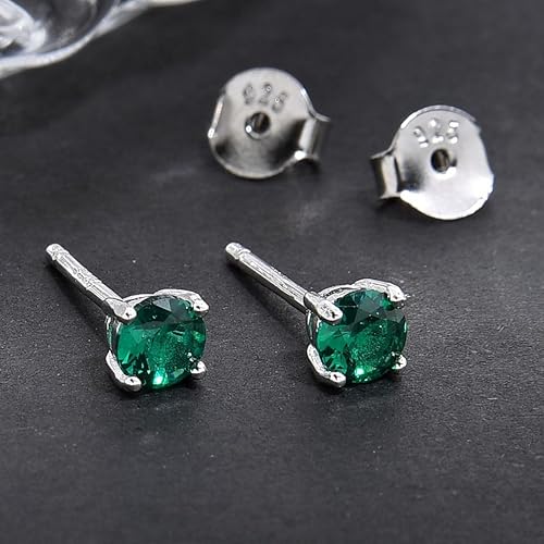 Miniatura 3 de Adabele - 1 par de aretes de plata de ley auténtica con piedra natal de 0.157 in, 0.25 quilates, circonita cúbica, hipoalergénicas, sin níquel,