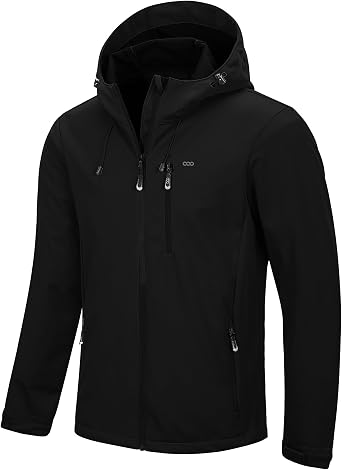 33,000ft Men's Softshell Jacket Hooded Functional Jacket with 5 Pockets