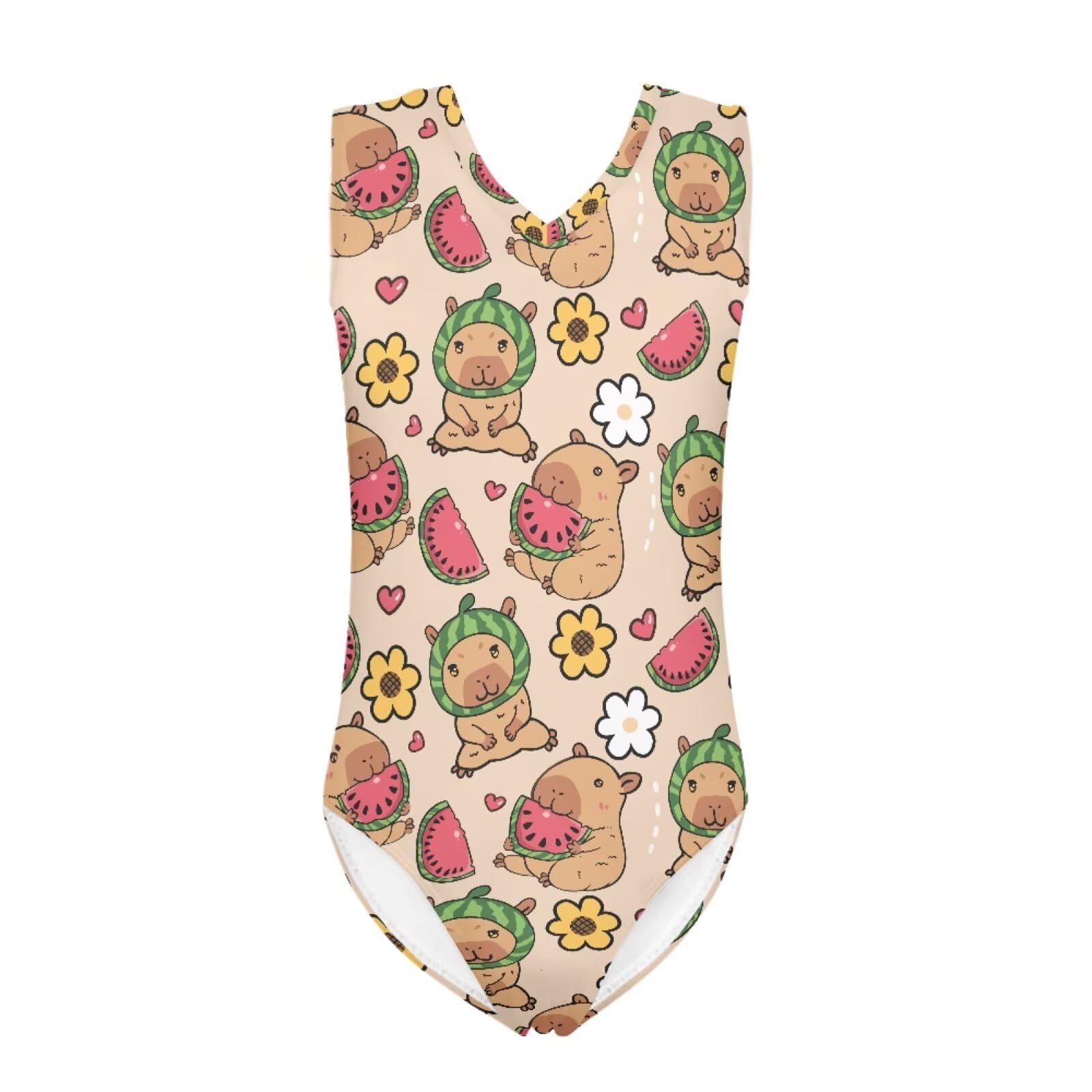 Cartoon Pattern Kids Girls Bathing Suits One Piece Swimsuit Soft &amp; Quick Dry, 5-14Years