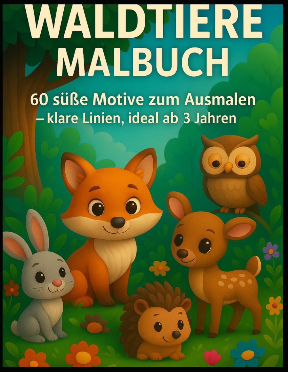 Waldtiere Malbuch: 60 süße Motive zum Ausmalen - klare Linien, ideal ab 3 Jahre