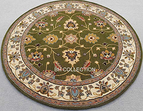 Image of Royal Look Handmade Carpet with Super Soft & Pure Woolen Carpet for Your BEDROOMS & Living Room with 1 INCH Pile Height 6 X 6 FEET (180x180 cm) Round Multi