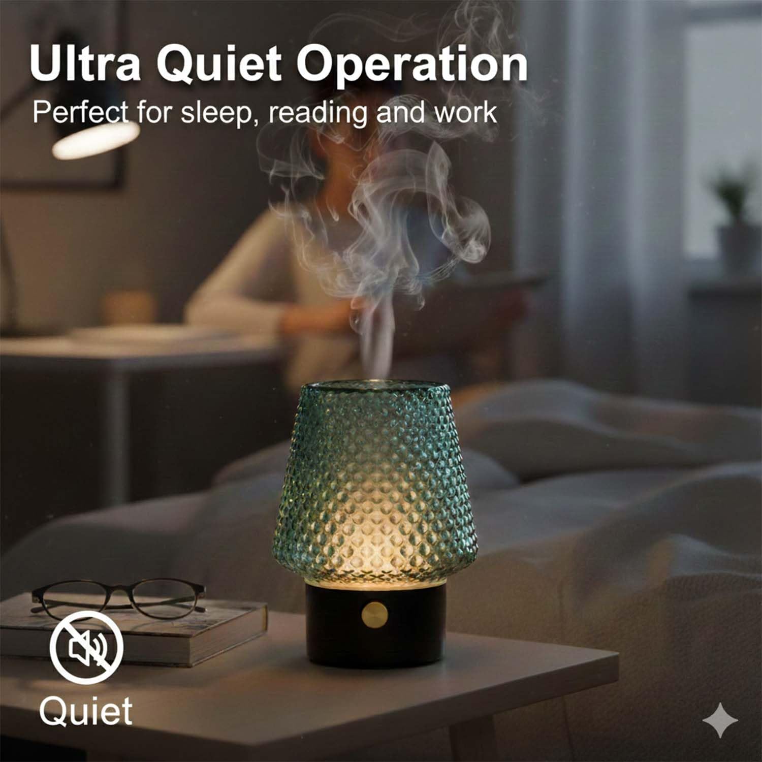 MULIN Diffusore di Oli Essenziali in Vetro, 100ML Diffusore Aromaterapia ad Ultrasuoni Ultra Silenzioso, 7 Colori LED, Senza BPA, Profumatore Ambiente per Relax e Benessere