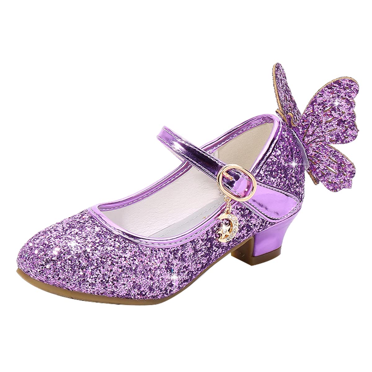 Girls Princess Shoes Sequins Sweet Bows High Heels Wedding Party Dress Shoes Dance Bright Diamond Cosplay Christmas Festival Shoes Pink Blue Purple Gold Silver — view 19
