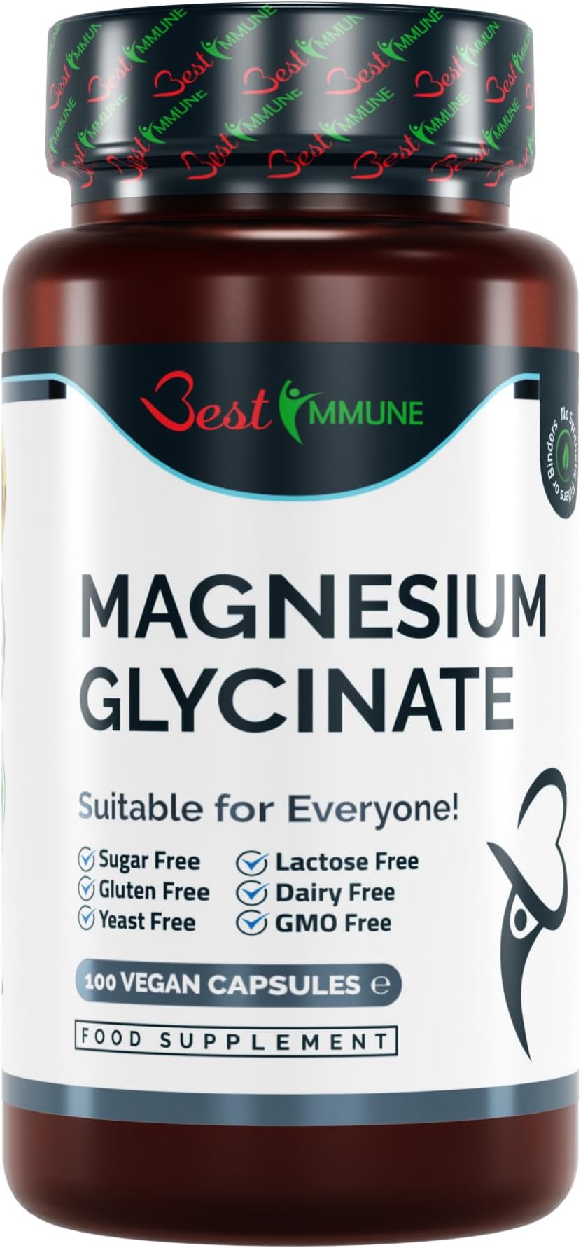 Natural Magnesium Glycinate 500mg Premium Quality Ideal Strength 100 Vegan Capsules Highest Bioavailability