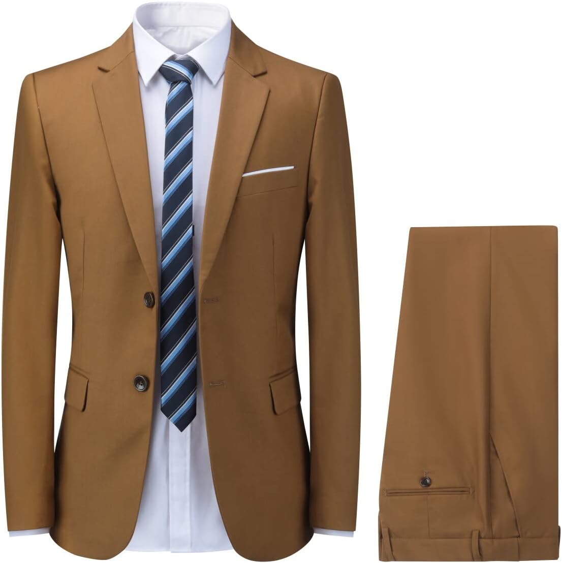Cloudstyle Men's 2-Piece Suits Slim Fit 2 Button Dress Suit Jacket Blazer & Pants Set - Image 2