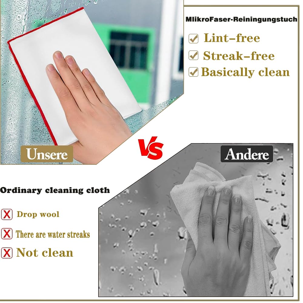 Panni Microfibra Per Vetri 3 Pezzi 40x60cm - Senza Pelucchi E Aloni, Per Pulizie Senza Striature - Foto 12
