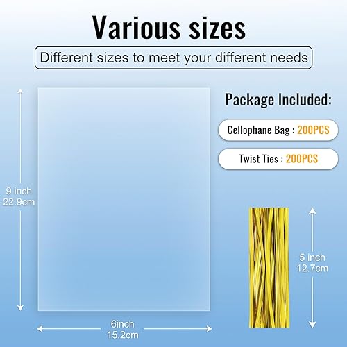 Miniatura 9 de MORIDA 20 bolsas de celofán de celofán de 14 x 18 pulgadas, transparentes y planas para envolver regalos, panadería, galletas, dulces, postres,