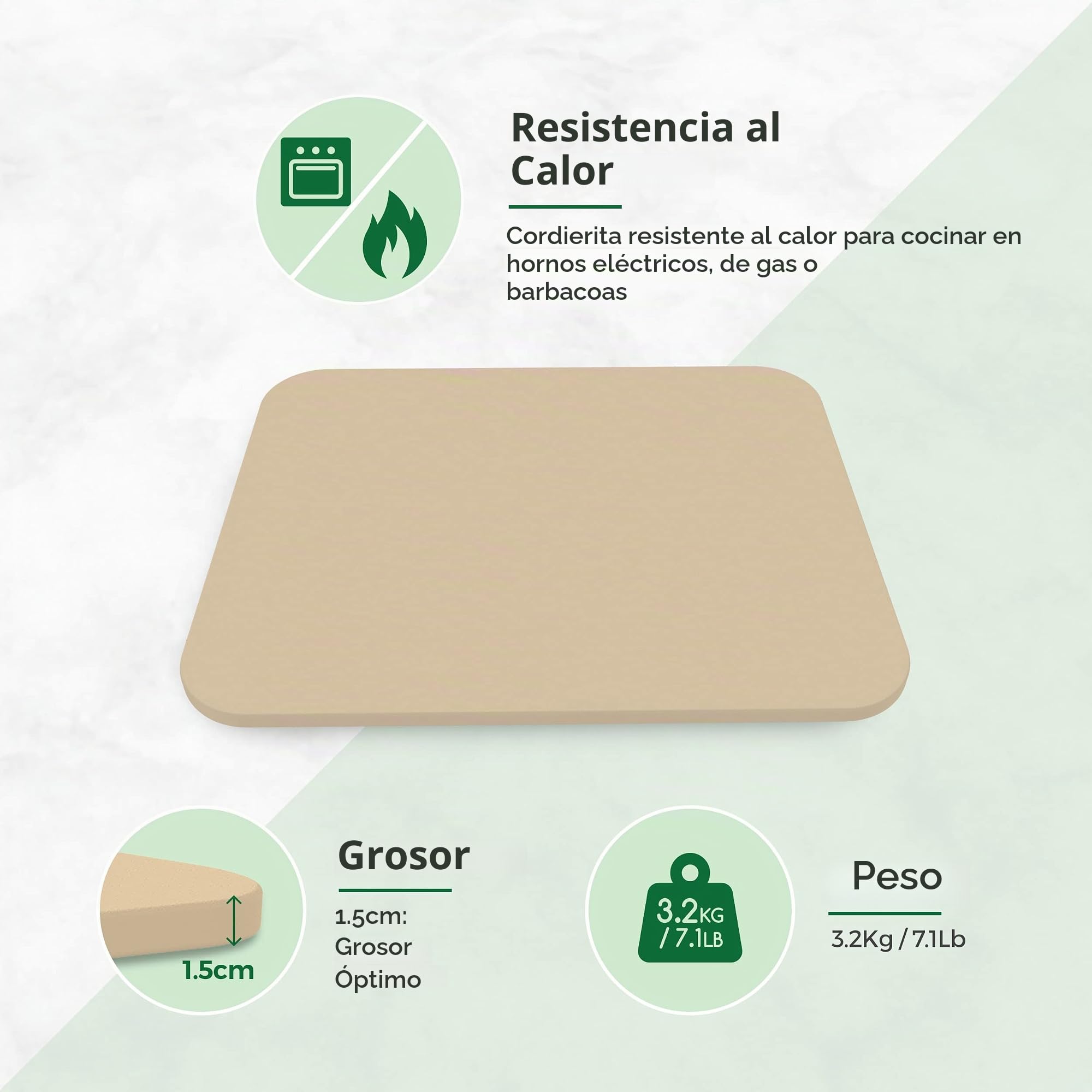 Silk Route Home - Juego de piedra y paleta para pizza – Piedra rectangular para pizza de cordierita grande resistente a la temperatura y antiadherente (38 x 30 cm) y paleta de bambú duradera de alta