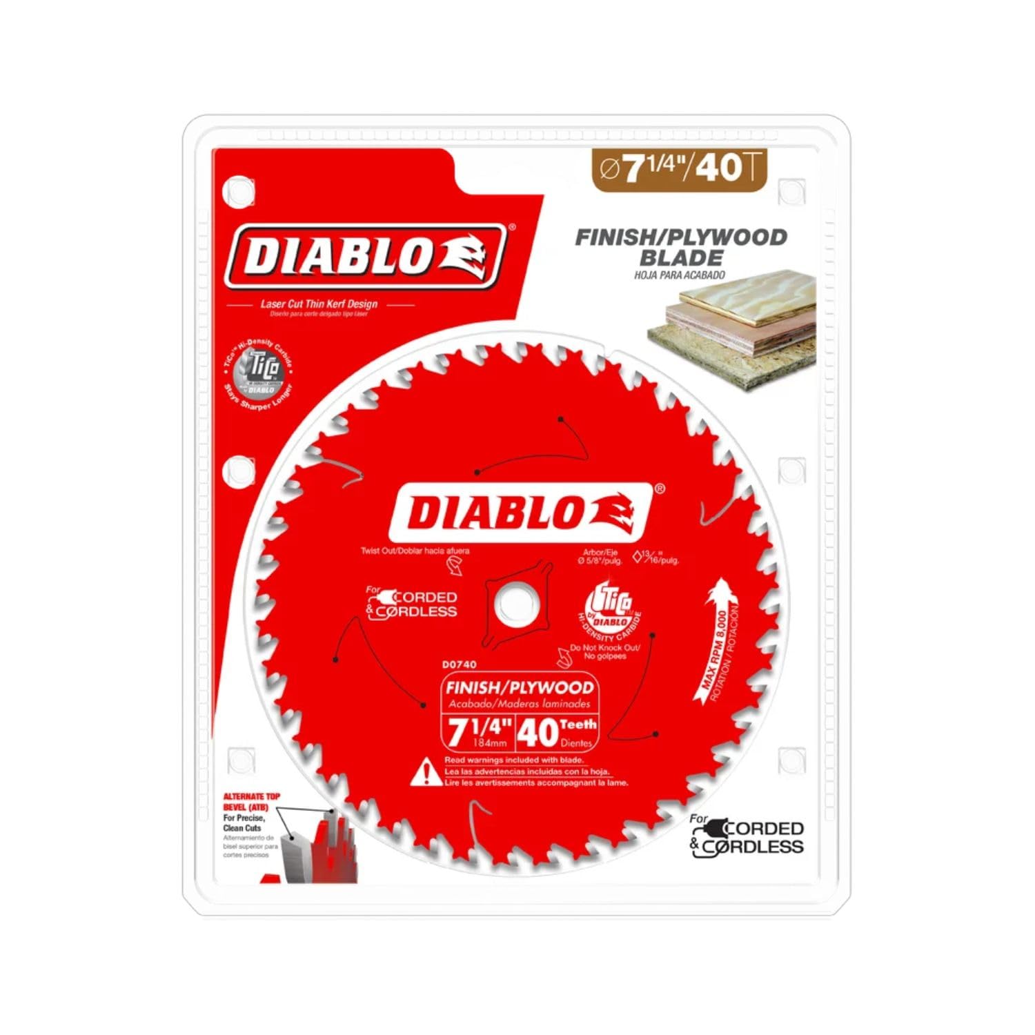 Amazon.com: Diablo 7-1/4-Inch x 40 Tooth Finish Saw Blade for Wood