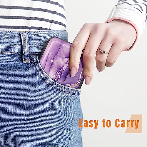 Image of Rimilak Aluminuml Credit Card Holder, Mini Credit Card Wallet RFID Blocking Slim Metal Hard Case for Women Men, Purple Mable
