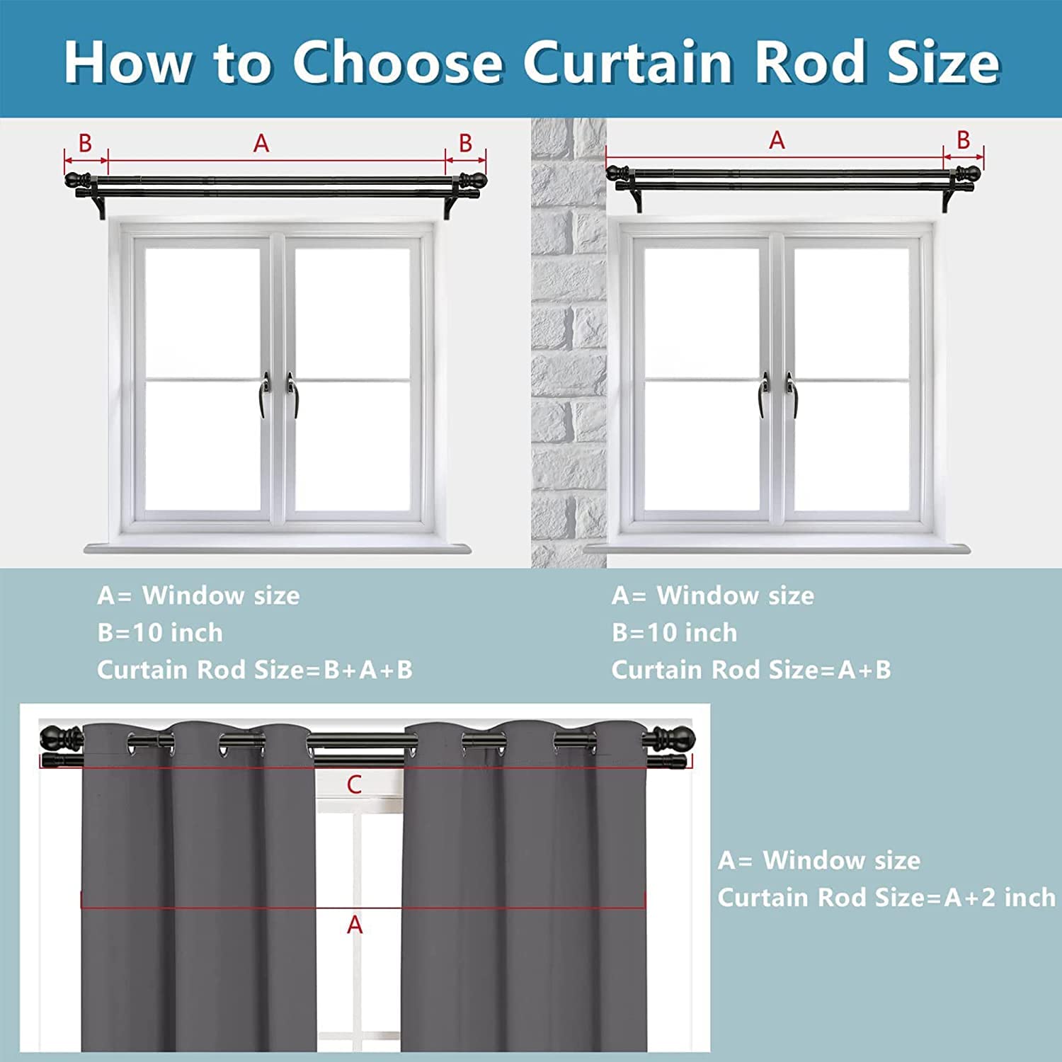 Bastone da Tenda Doppio, 76-222CM Bastone per Tenda Regolabile da 2,54 cm con Terminali Rotondi, Aste per Tende per Finestra in Acciaio Inossidabile con Staffe per Soggiorno da Camera/Bianco