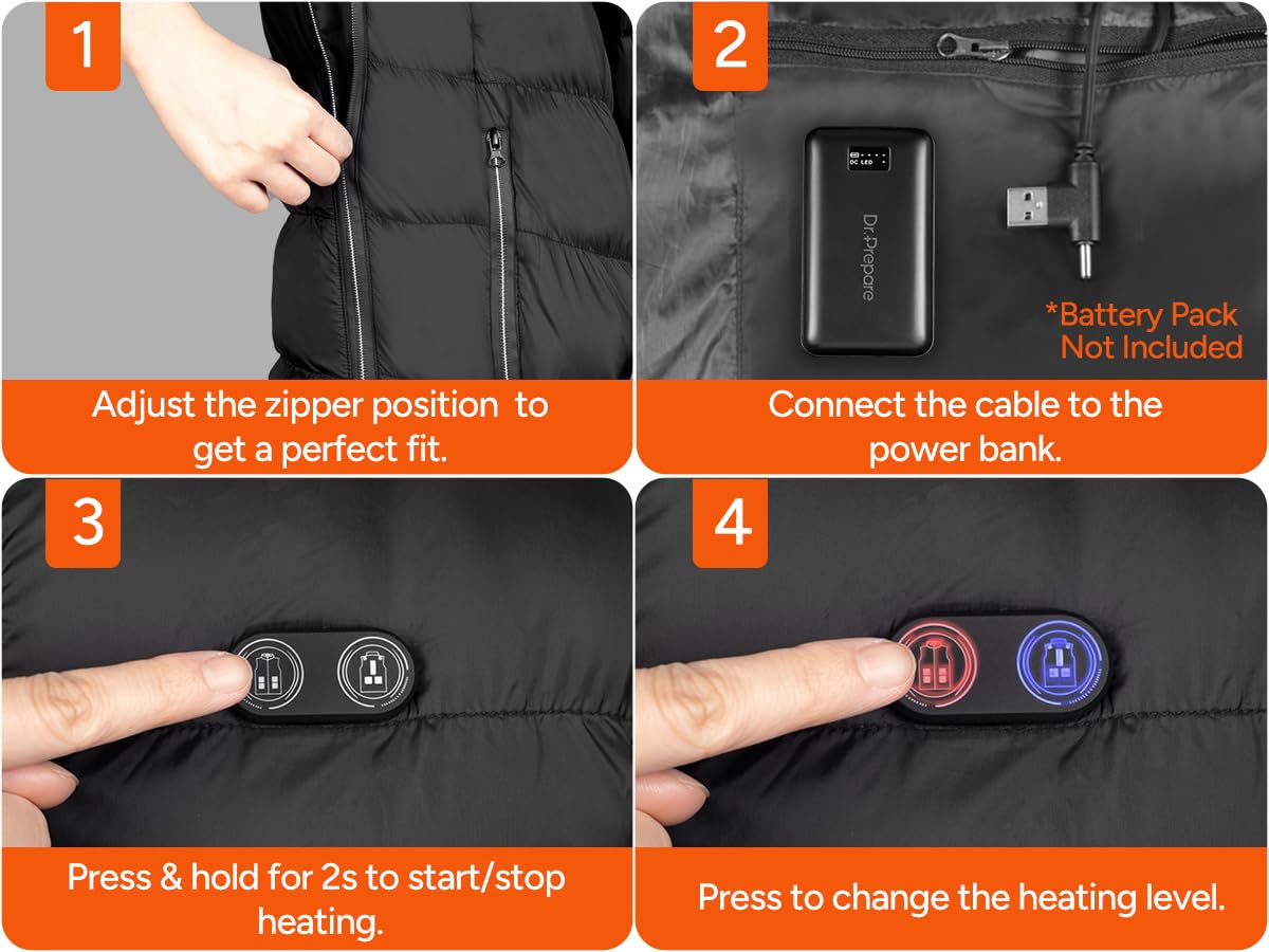 DR.PREPARE Heated Vest Gilet termico Unisex - Adulto (Pacco da 1)