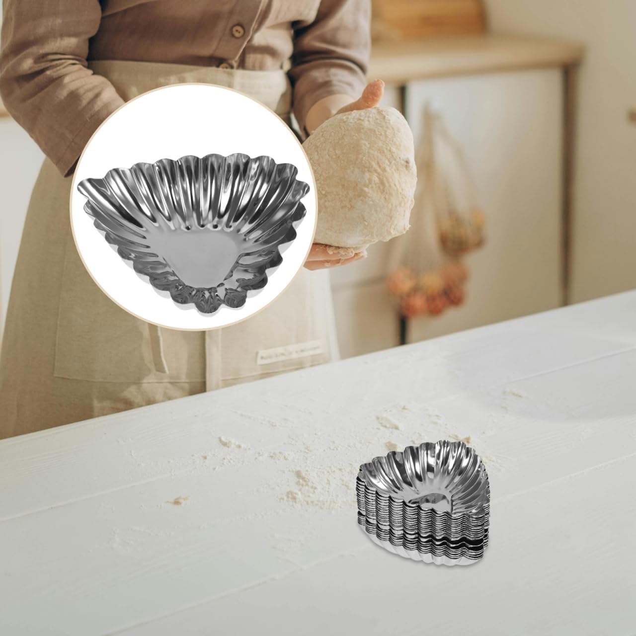 SHERCHPRY 20 Pack Egg Tart Molds Stainless Steel Tart Pans for Baking Decorative Baking Molds for Pies Cheesecakes Cupcakes and Desserts 3.07 X 2.55 X 0.78 in Kitchen Cooking Molds