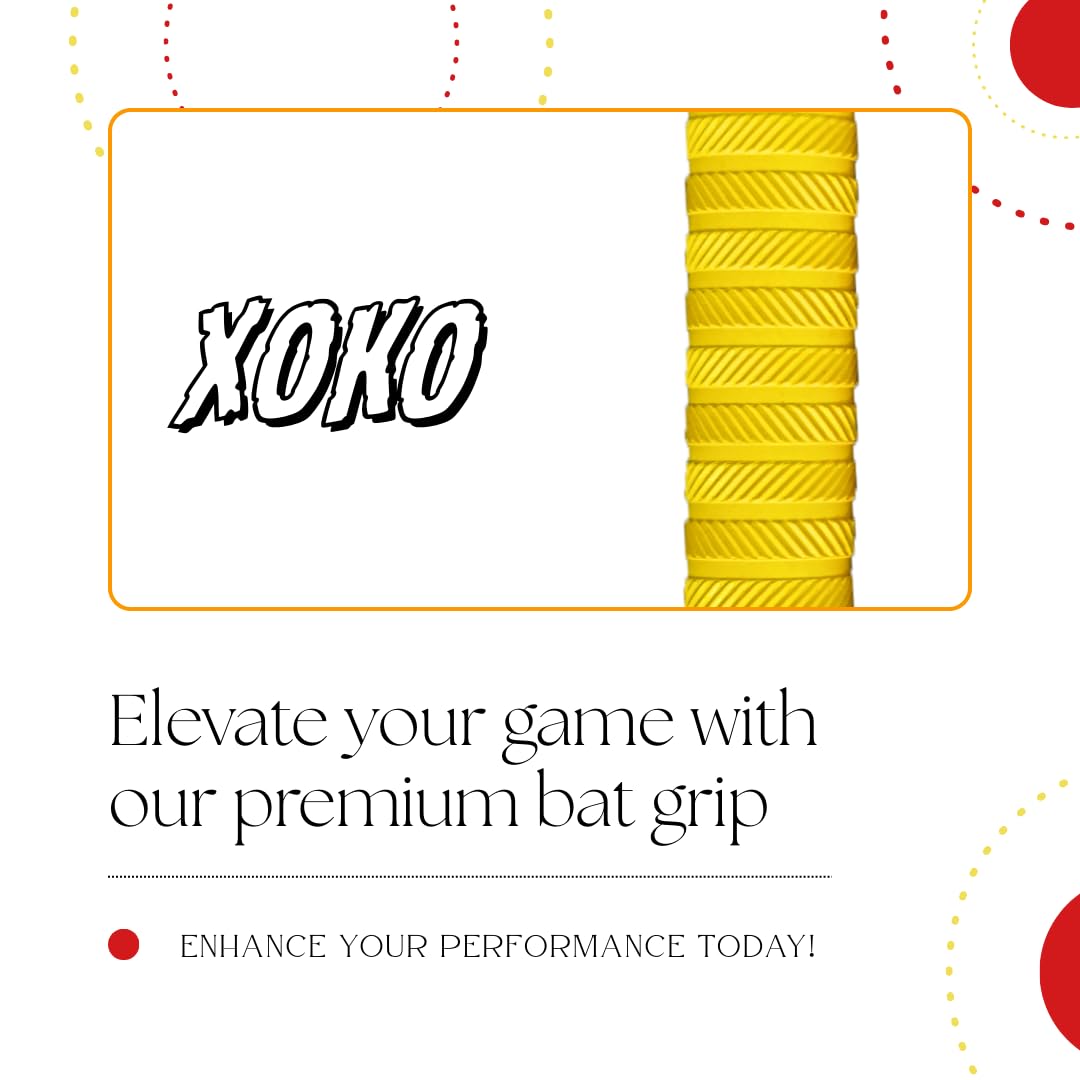 xoko Cricket Bat Rubber Grips, Multi-Color Pack, High Shock Absorption with Extra Cushioning (Orange , Yellow , Red ,White ,Blue) 2