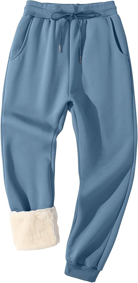 Flygo Men's Fleece Lined Sherpa Sweatpants Winter Warm Pants Jogger Lounge Athletic Pant with Pockets