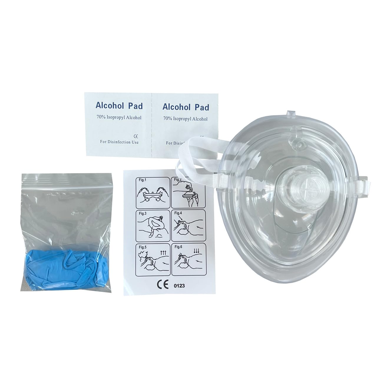Rescue Essentials CPR Mask Kit for Adult/Child with Alcohol Pad, Gloves and Pocket Case
