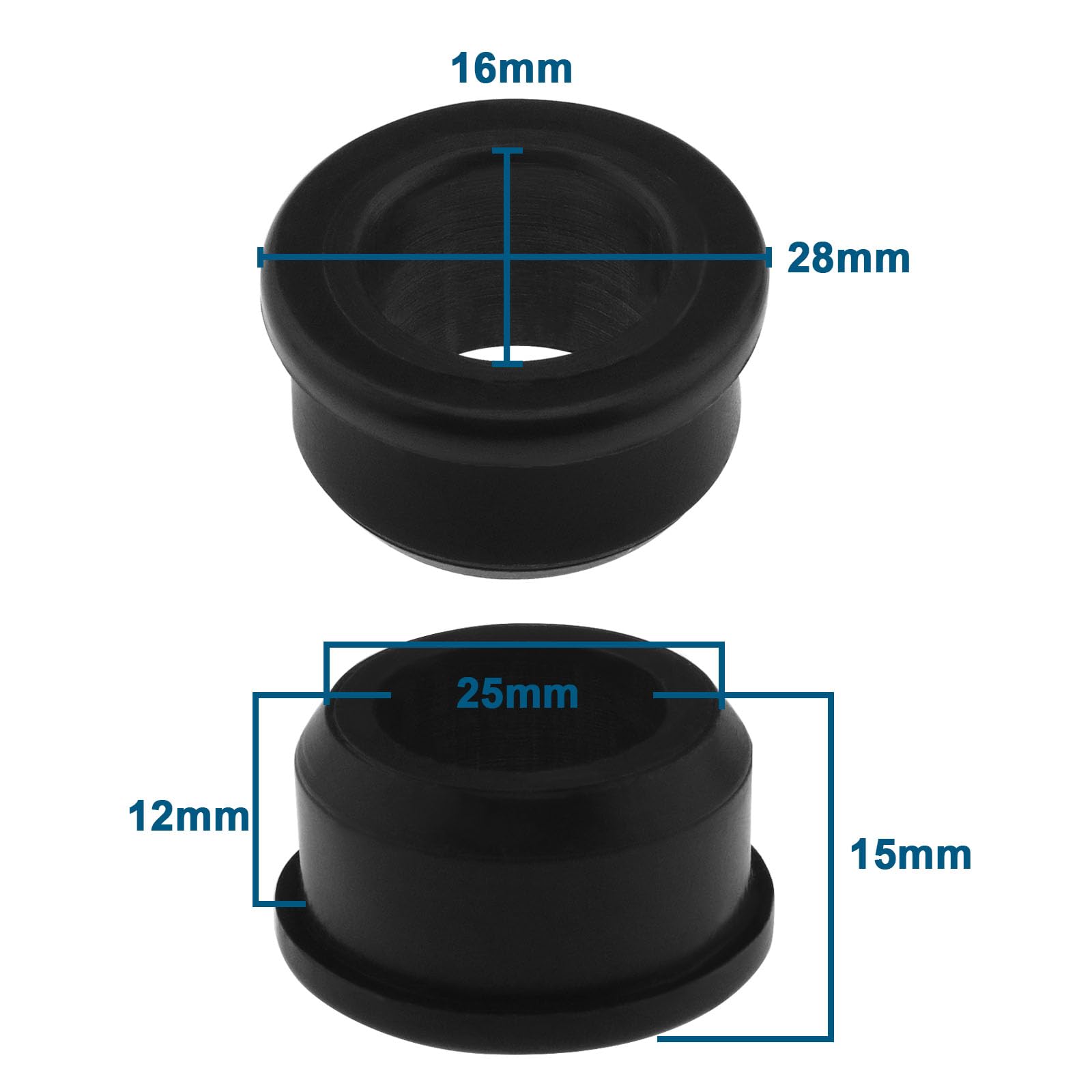 ECSiNG 4 Boccole Riduttori Asse Ruota In Plastica: Da 25mm A 16mm Per Carrelli E Carrelli - 6