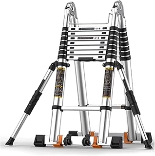 DEIHEI 30 FT Telescoping Ladder One-Button Retraction Aluminum Telescope Ladder w/Spring Loaded Locking Mechanism Multi-Purpose Collapsible Ladder for RV Home Outdoor 150kg