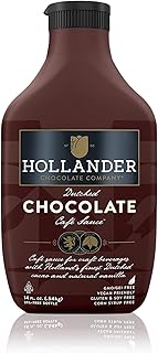 Hollander Dutched Chocolate Cafe Sauce | Vegan Friendly, GMO-Free, Gluten/Soy Free, Corn Syrup Free | 15 fl. oz. Squeeze Bottle