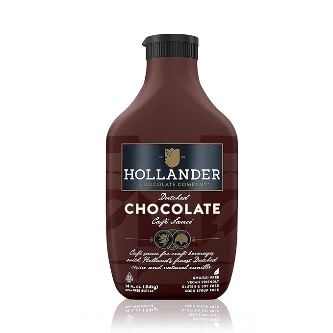 Hollander Dutched Chocolate Cafe Sauce | Vegan Friendly, GMO-Free, Gluten/Soy