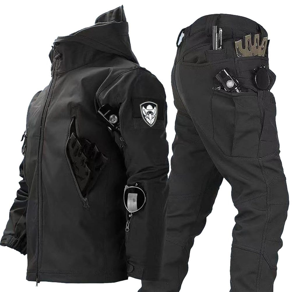 Chaqueta Softshell Hombre, Abrigo TáCtico Militar Impermeable Invierno, Traje Esquí Exteriores, Conjunto Chaqueta PantalóN TáCticos para Senderismo Deportes Aire Libre