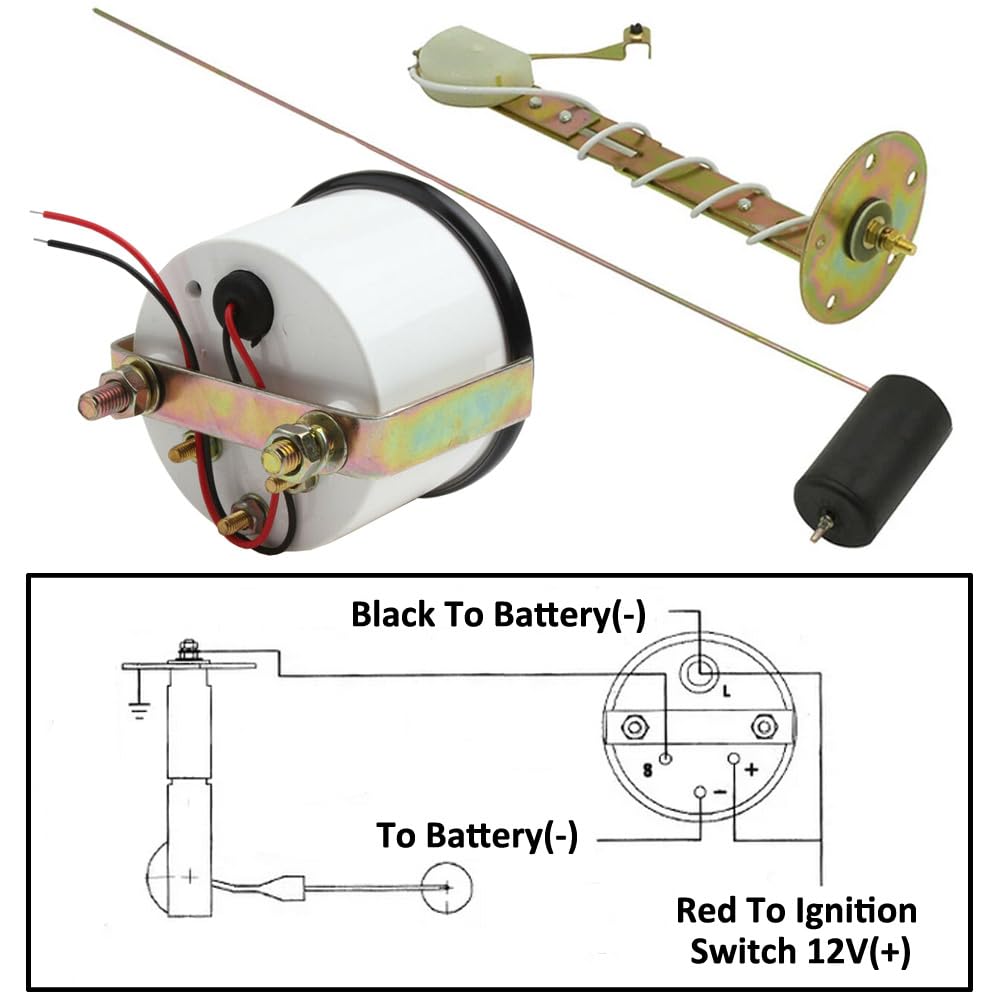 ETOPARS Voiture Jauge de Niveau de Carburant Moteur 2" 52mm Jauge D'essence Véhicule Niveau du Réservoir de Carburant Pointeur Manometre Blanc Lumière Indicateur Instruments