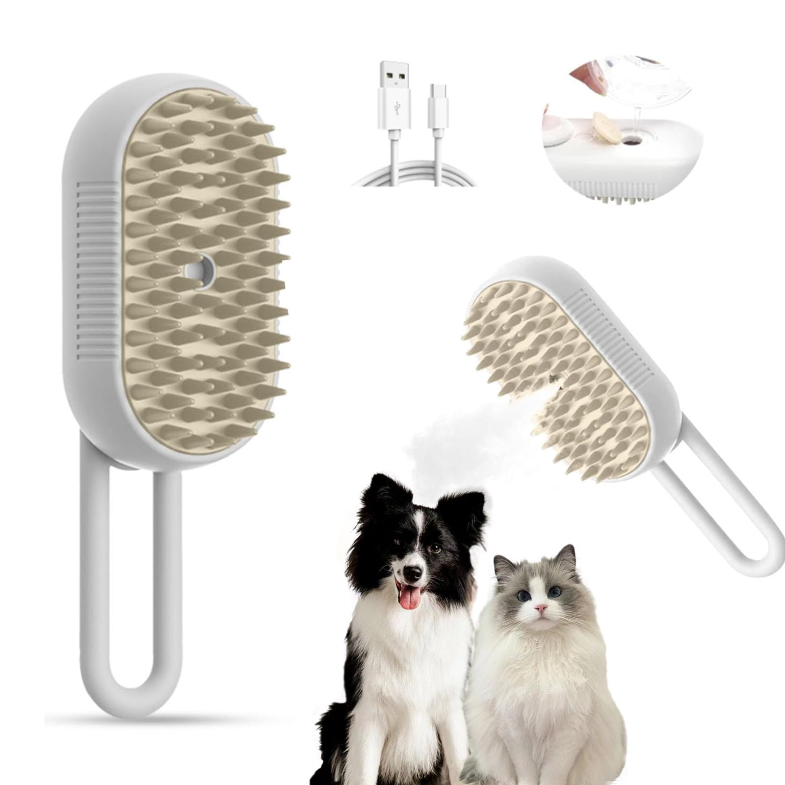 Cepillo de Vapor Para Gatos, 3 en 1 Cat Steamy Brush,Cepillo para gatos con vapor,Cepillo para gatos, Cepillo Vapor Gato,para Desenredar Nudos y Pelos Sueltos en Animales (B)