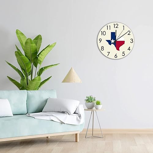 Miniatura 4 de Reloj de pared silencioso de 15 pulgadas sin tictac, funciona con pilas, diseño de estrella solitaria de Texas, mapa del hogar, decoración del hogar