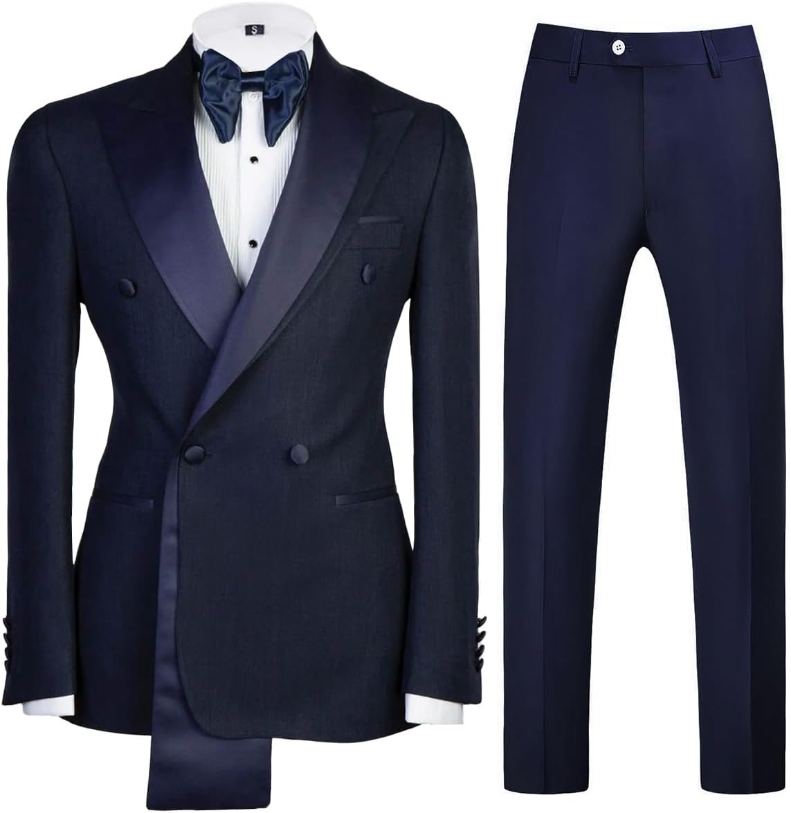 Men's Suit 2 Pieces for Prom Double Breasted Slim Fit Peak and Shawl Lapel Design Formal Tuxedos