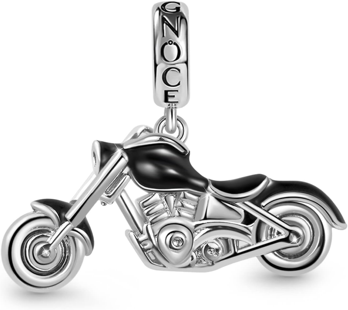 GNOCE Black Motorcycle Charms Sterling Silver Pendant Dangle Charm Bead Jewelry Gift For Women Wife Fit Snake Chain Bracelets/Necklace