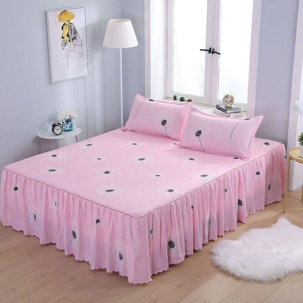 Couvre-lits jupe de lit coton 180x200cm avec drap de lit et 2 taies d'oreiller pour adulte