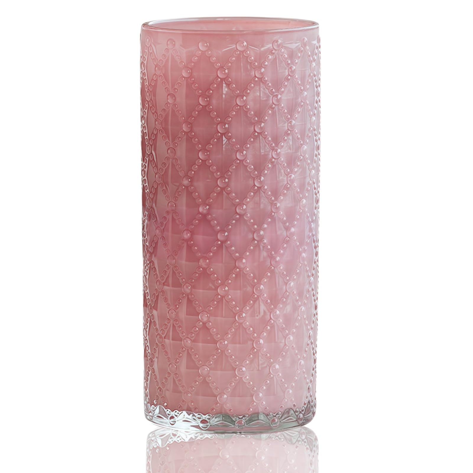 Siocok Pink Glass Flower Vase, Large Tall Crystal Coloured Flower Vases, Flower Vase Plant Container, For Home Dining Table, Gift Wedding, Housewarming Party