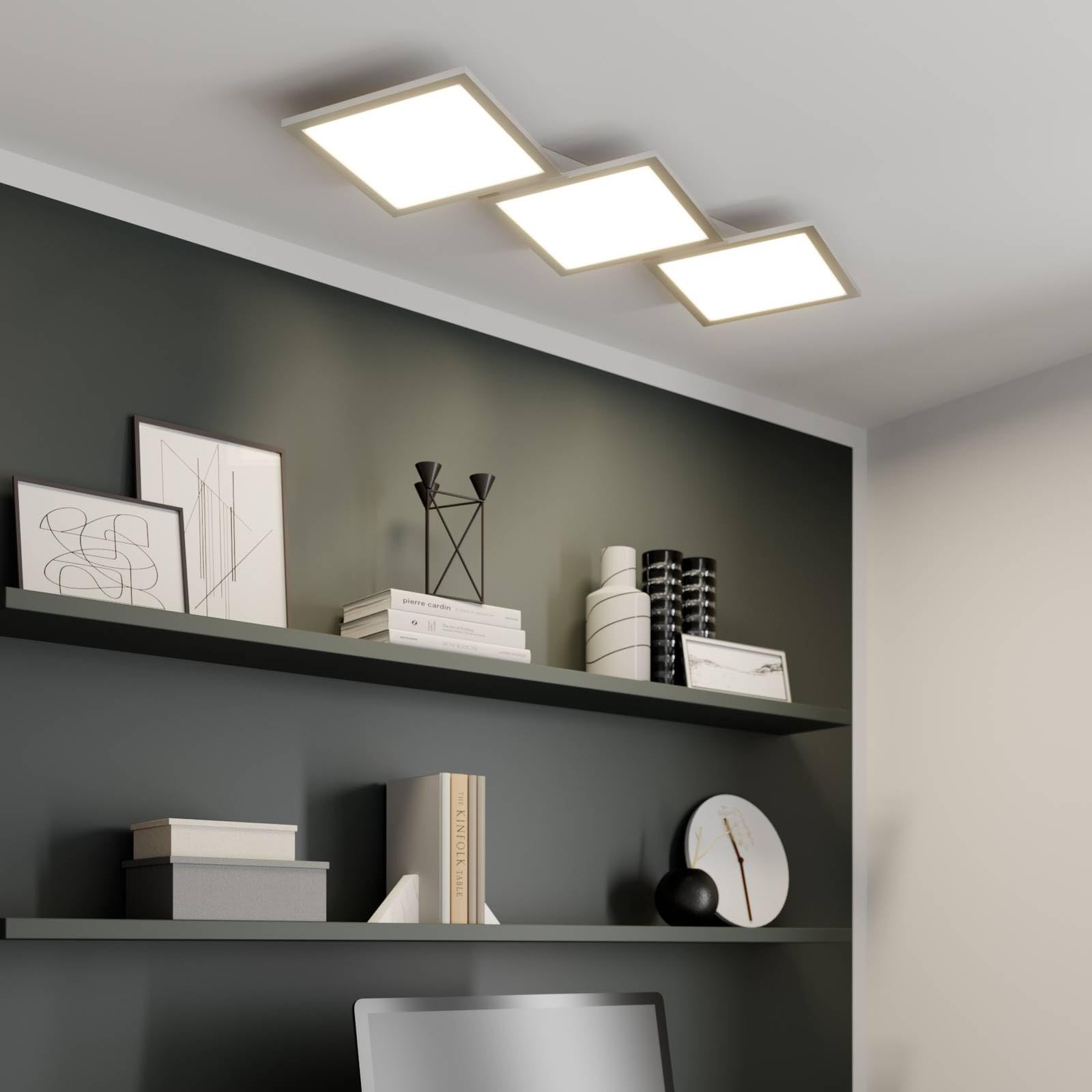 Lucande LED Deckenleuchte Ilira dimmbar mit Leselampe (Modern) in Alu aus Aluminium (3 flammig,) - Lampe Deckenlampe Küchenleuchte
