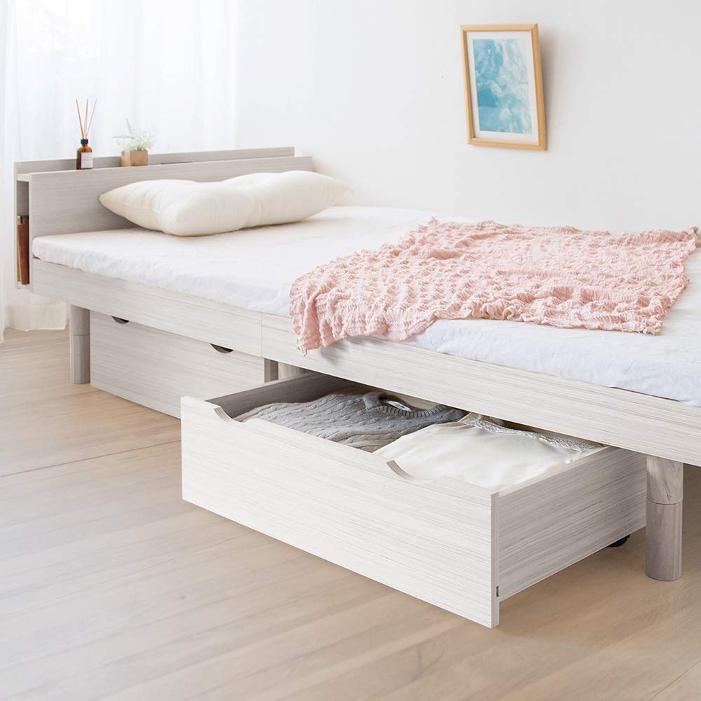 Amazon.co.jp: Iris Plaza TKSB-SWT/UBD-7242WT Slatted Wood Bed with