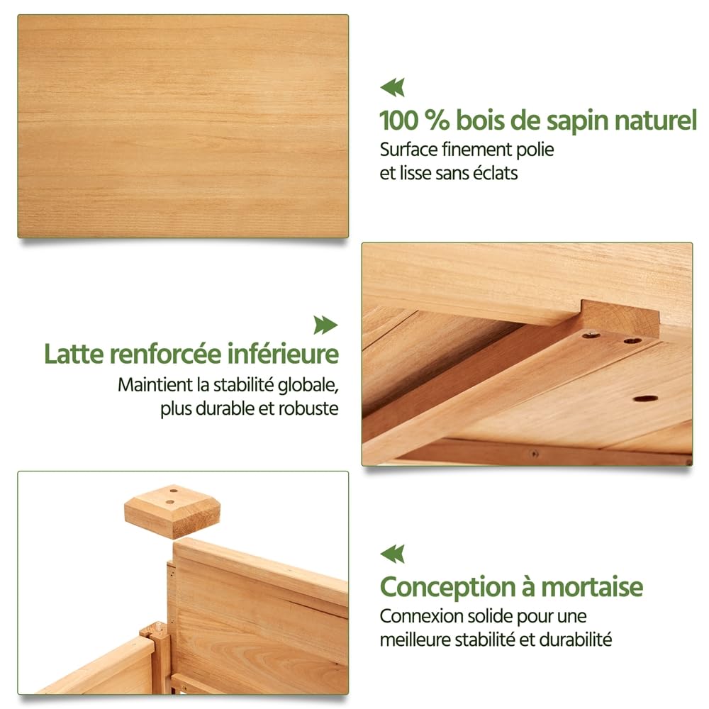 Yaheetech Carré Potager Surélevé Lit de Jardin sur Pieds avec Etagère Inférieure de Rangement en Bois pour Terrasse/Balcon/Jardin 87 x 83.5 x 47 cm