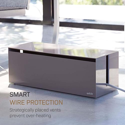 Miniatura 4 de YAMAZAKI Home Cable Box-Outlet Cable Organizador de almacenamiento, protector de cubierta Gris